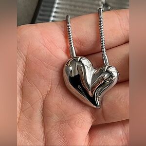 925 silver plated Stainless Steel Heart-Shaped pendant necklace